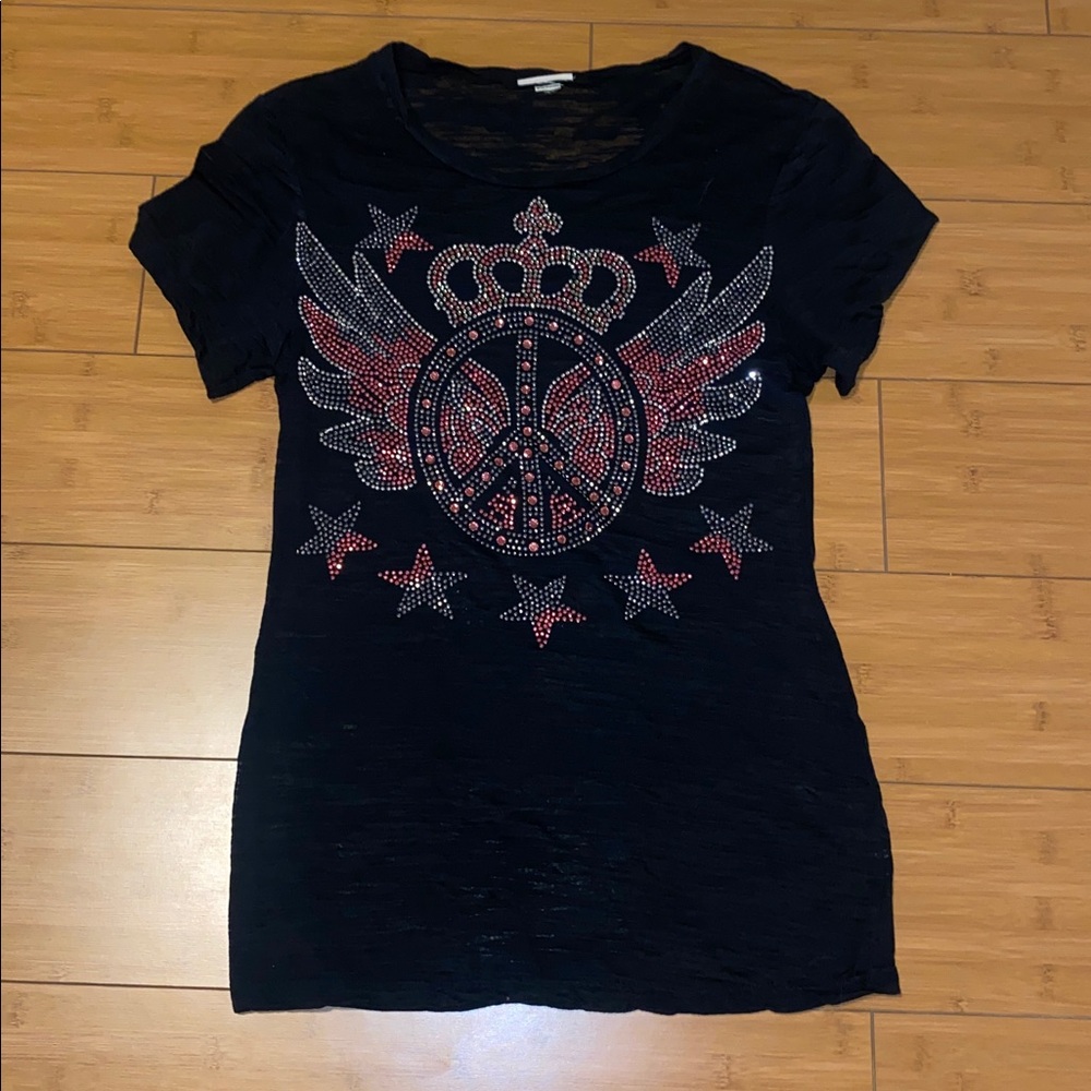 Black studded shirt with peace sign
💙 bundle eligible - Picture 2 of 3